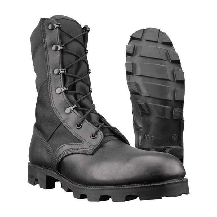 Echte PANAMA-Kampfstiefel der U.S. Army Jungle aus schwarzem Leder mit robuster Profilsohle und Knöchelstütze.