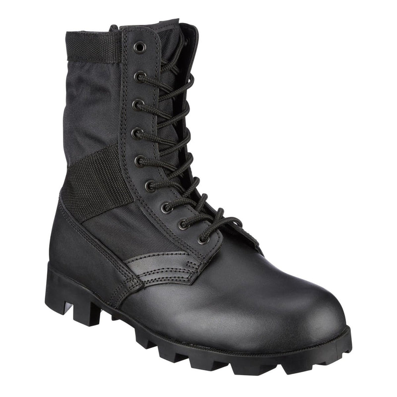 Genuine U.S. Army Jungle black leather and nylon PANAMA combat boots with durable tread for rugged terrain.