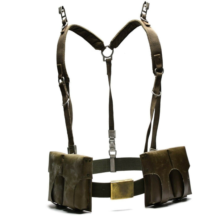 Y-Straps-Hosenträger im Bundeswehr-Stil mit Magazintaschen, strapazierfähigem Gurtband, Messingschnalle und Befestigungsclips aus Metall.