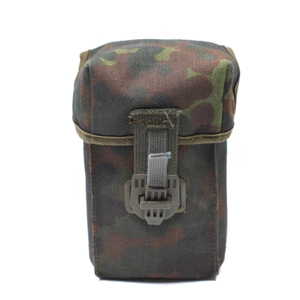 German military G3 magazine pouch in Flecktarn camouflage with durable fabric and secure buckle closure, military surplus gear.