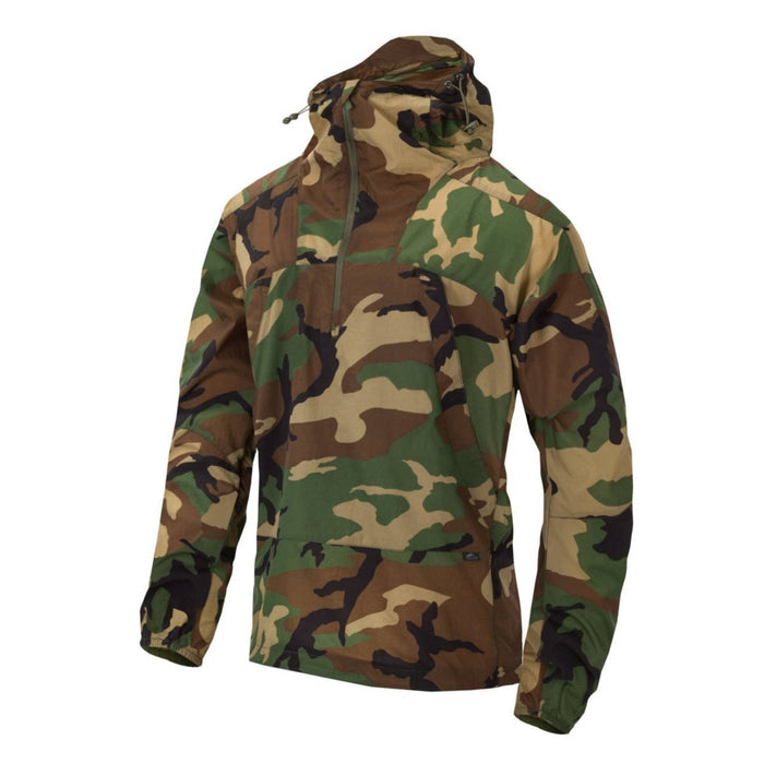 Helikon - Tex WINDRUNNER Anorak Jacke Verstellbare Kapuze unten Woodland Camo - GoMilitar
