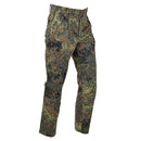 Leo Kohler BDU pants in Bundeswehr flecktarn camo with reinforced knees and cargo pockets for tactical use.