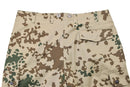 Close-up of Leo Kohler military tactical field pants in Tropentarn desert camouflage with cargo pockets and reinforced stitching