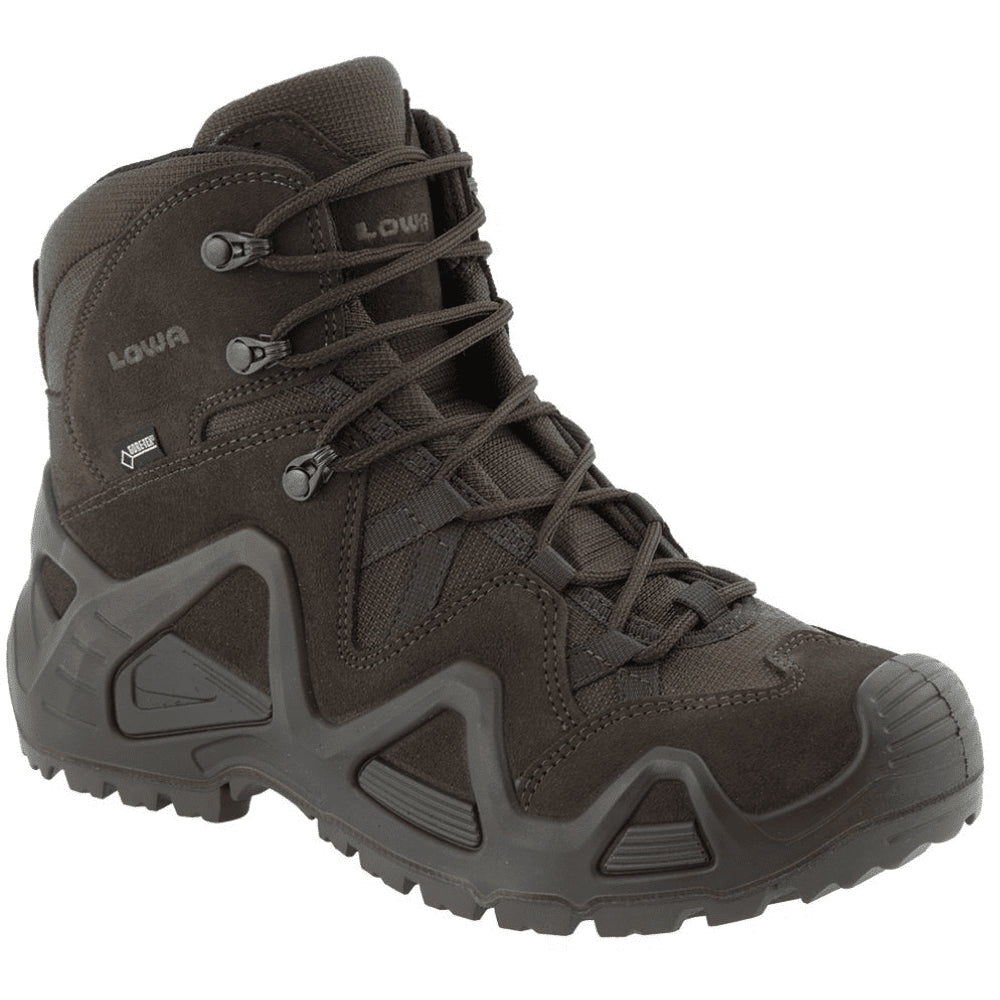 Lowa Zephyr GTX Mid TF Taktische Stiefel, wasserdicht, gepolsterter Schaft, dunkelbraun