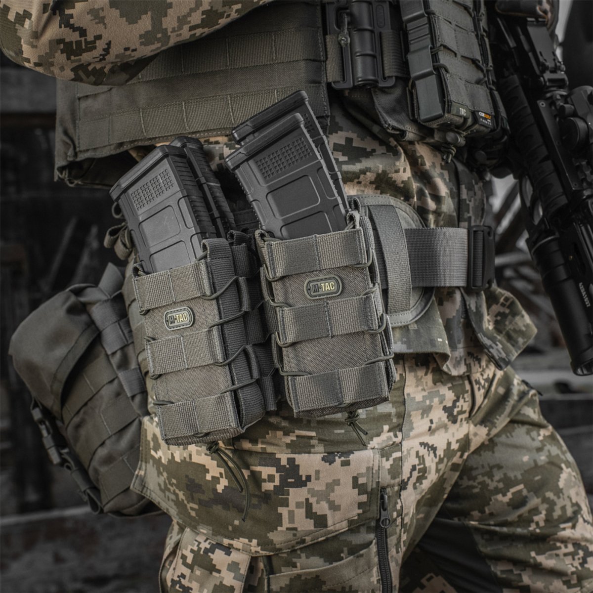 M-TAC Offene Doppelmagazintasche, rutschfest, gummiert, taktisches Cordura, Oliv