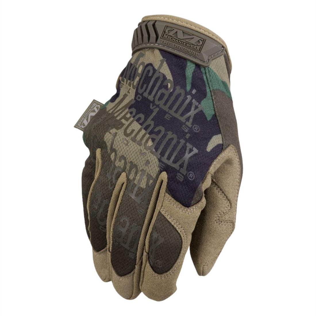 Mechanix Wear Taktische Handschuhe, atmungsaktive Lycra-Fingereinsätze, Woodland Camo