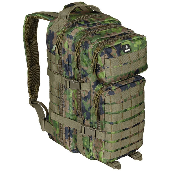 MFH Assault I Taktischer Rucksack 30L gepolsterte Schultergurte MOLLE M05 Camo - GoMilitar
