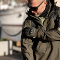 Taktische Handschuhe im Militärstil der Marke MFH Mission Combat in Olivgrün mit Free Fire-Finger