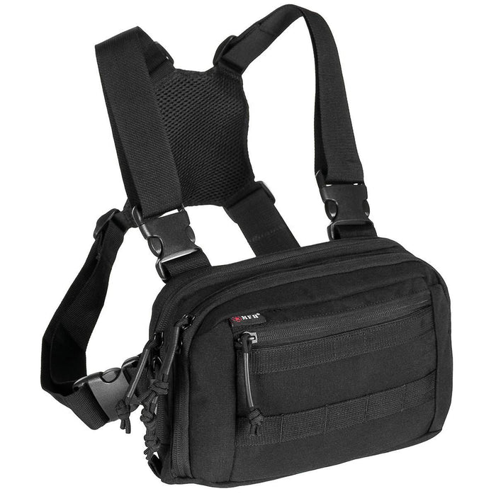 MFH Chest Pack Recon Tactical Chest Bag Molle Organizer System Multicolor black compact front view square image