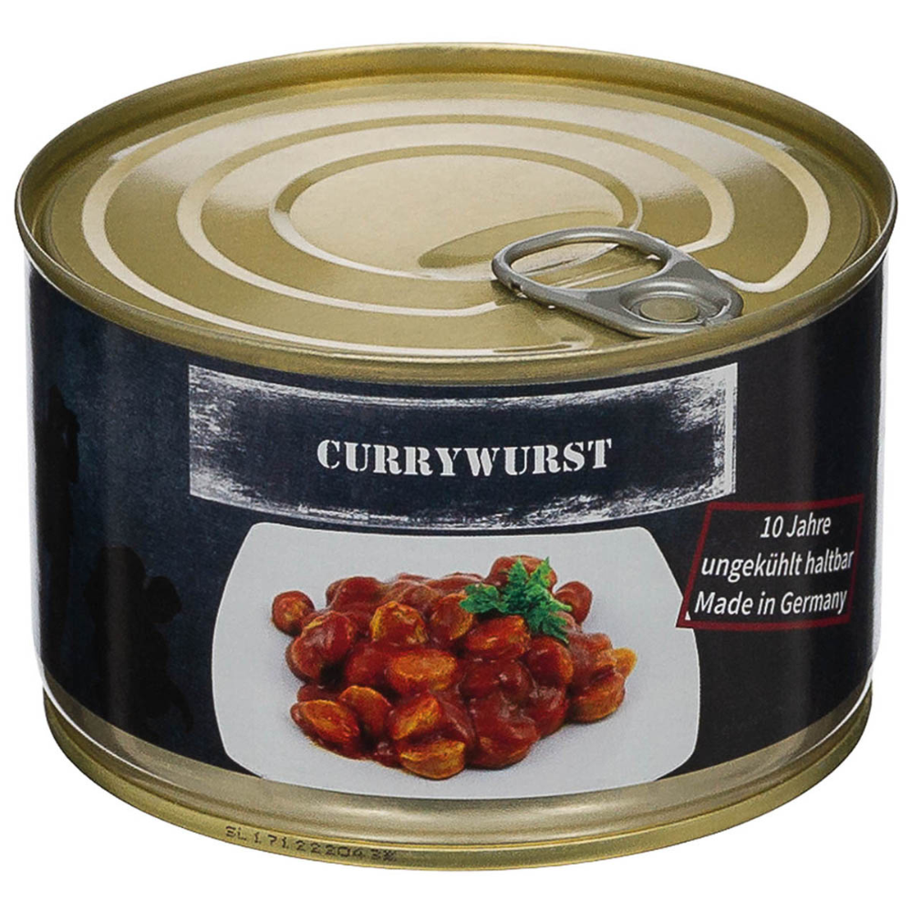 MFH Currywurst 400 g, Outdoor-Camping-Lebensmittel aus der Dose, lange haltbar