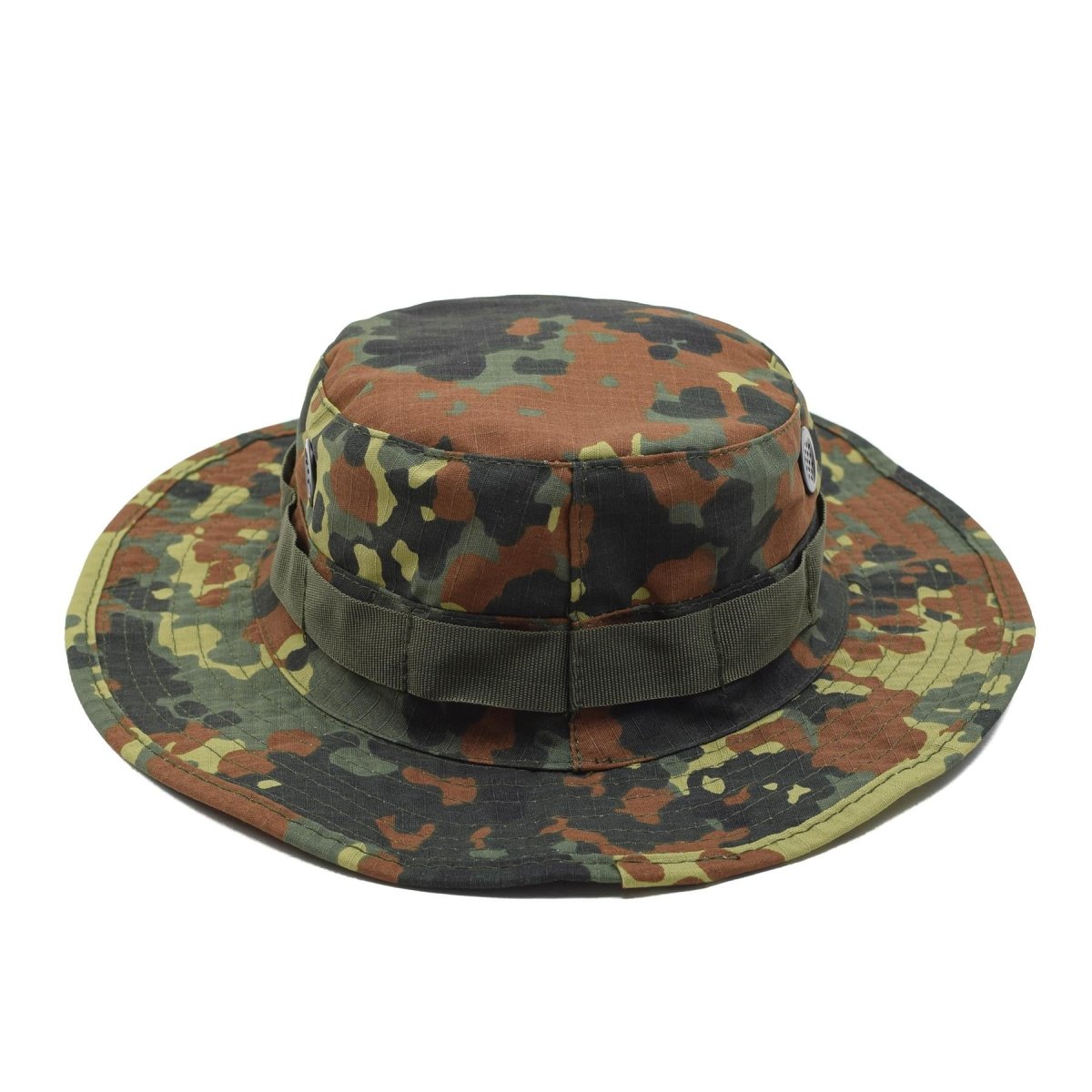 MFH Militärhut mit mehrfach gesteppter Krempe, umlaufenden Schlaufen, Flecktarn-Camouflage