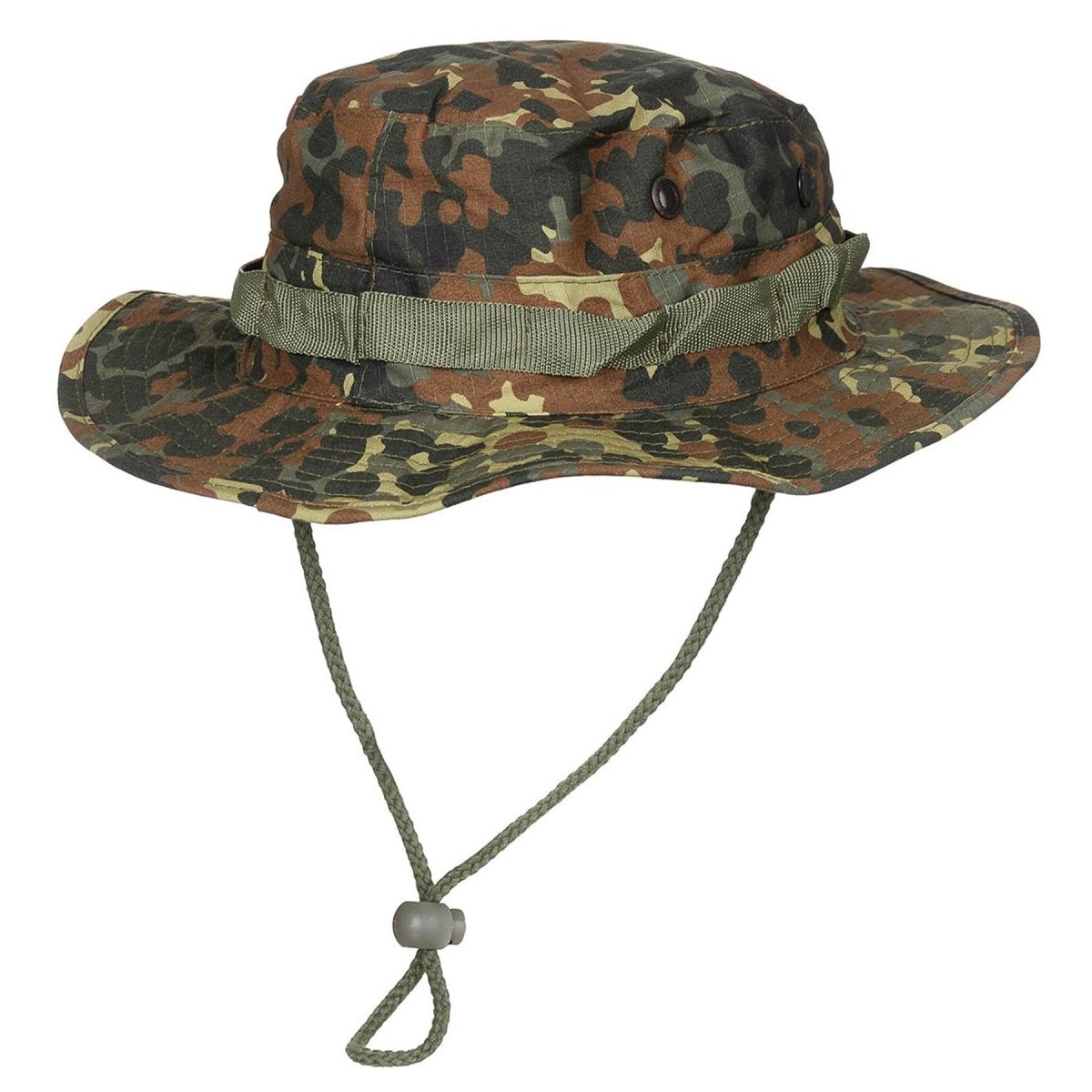 MFH Militärhut mit mehrfach gesteppter Krempe, umlaufenden Schlaufen, Flecktarn-Camouflage
