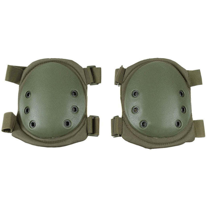 Pair of green knee pads on a white background