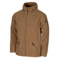 MFH Militärstil, hellbraun, taktische Fleecejacke mit Kapuze, für Outdoor-Wandern, durchgehender Reißverschluss, NEU