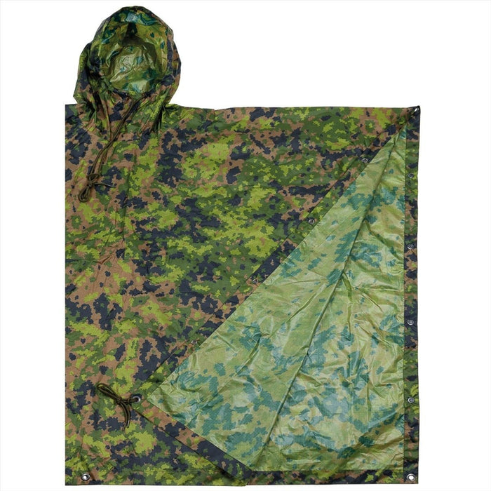 MFH Poncho Tent Hooded PU Coated Rip Stop Material Lightweight M05 Camouflage - GoMilitar