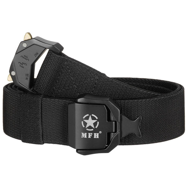 MFH Quick Release Tactical Web Belt Elastic Adjustable Polypropylene Black - GoMilitar