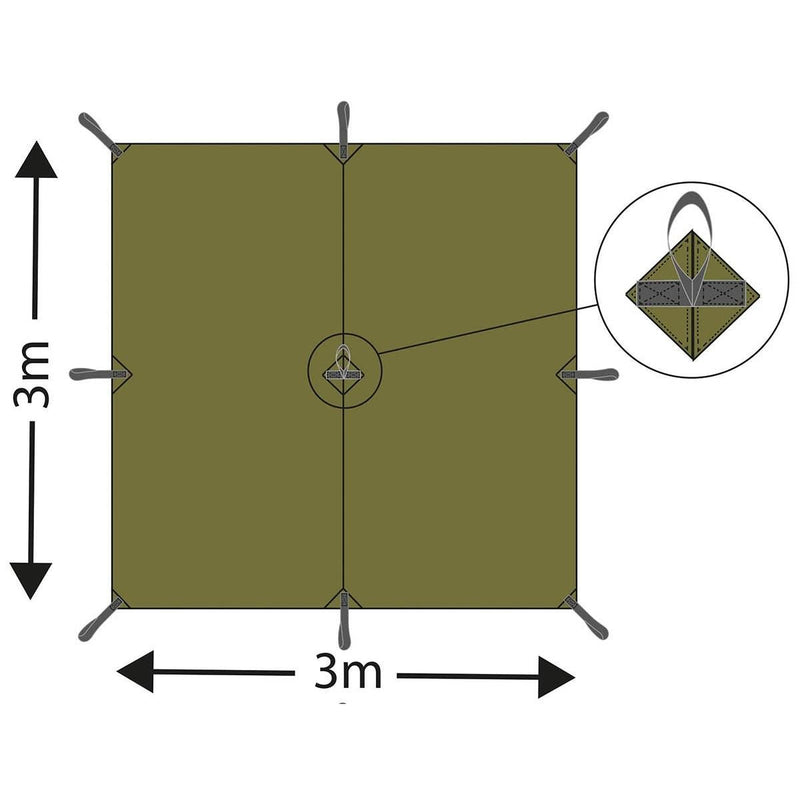 MFH Tarp Extreme Tarpaulin waterproof shelter tent fixed loops sun shade NEW