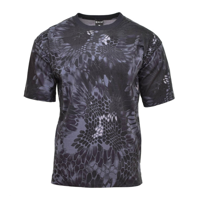 Atmungsaktives Kurzarm-Unterhemd für Herren mit schwarzem Schlangen-Tarnmuster, Outdoor-T-Shirt im Militärstil