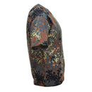 Side view of MFH U.S. military-style flecktarn camouflage T-shirt, lightweight and breathable for outdoor use.