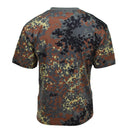 Back view of MFH U.S. military-style flecktarn camouflage t-shirt made of lightweight breathable fabric