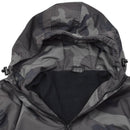 Close-up of MIL-TEC lightweight CCE night camouflage hooded anorak sports jacket with half-zip and adjustable hood
