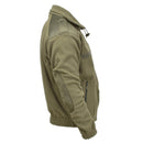 Olive MIL-TEC army style fleece jacket with reinforced shoulders and elbow patches, ideal for cold weather outdoor activities.