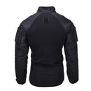 Back view of Mil-Tec black tactical combat shirt with padded elbow pockets and attachment loops