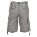 Back view of Mil-Tec military-style gray cargo shorts with multiple pockets and belt loops.