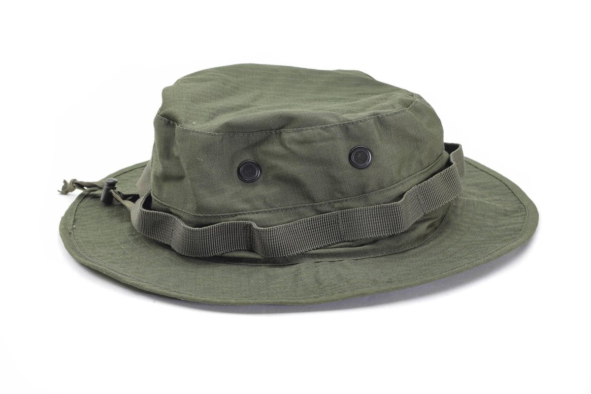 Olivgrüner Boonie-Hut im Militärstil der Marke Mil-Tec aus Ripstop, leichte Campingmütze