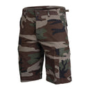 Mil-Tec U.S. Army style prewashed woodland camo lightweight ripstop shorts with cargo pockets for outdoor use