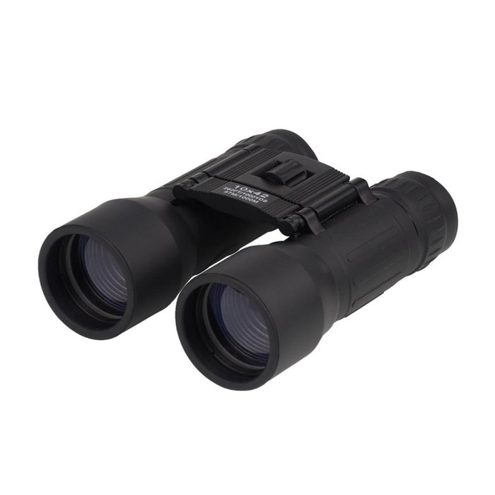 Schwarzes MIL-TEC Faltfernglas 10x42 mit Dioptrien-Feinabstimmung und strukturiertem Griff für den Außenbereich