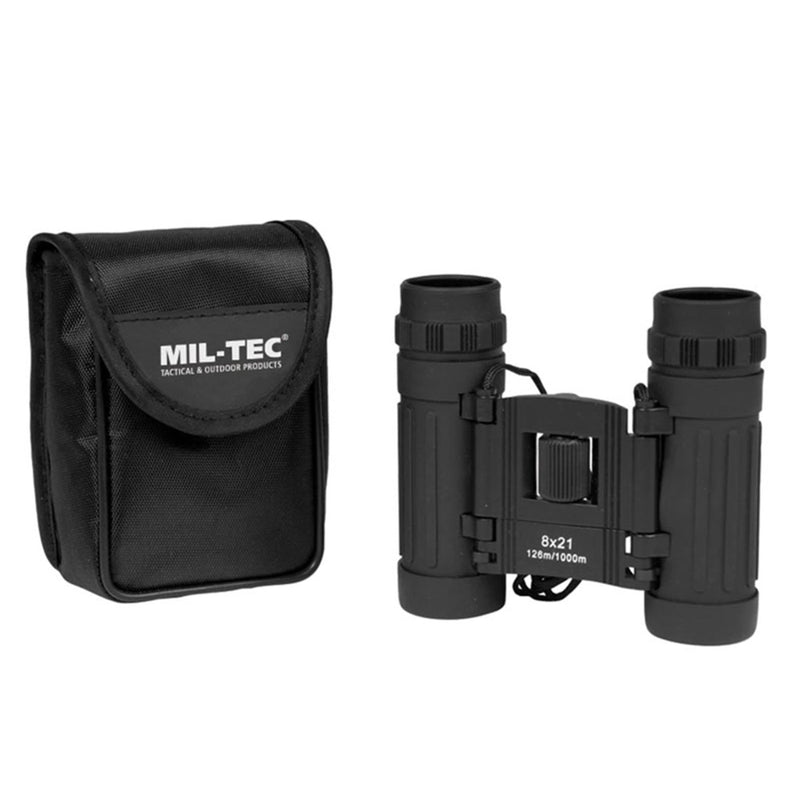 MIL-tec Collapsible-Fernglas 8x21 Gesichtsfeld 126m Nylonbeutel inklusive Schwarz enthalten