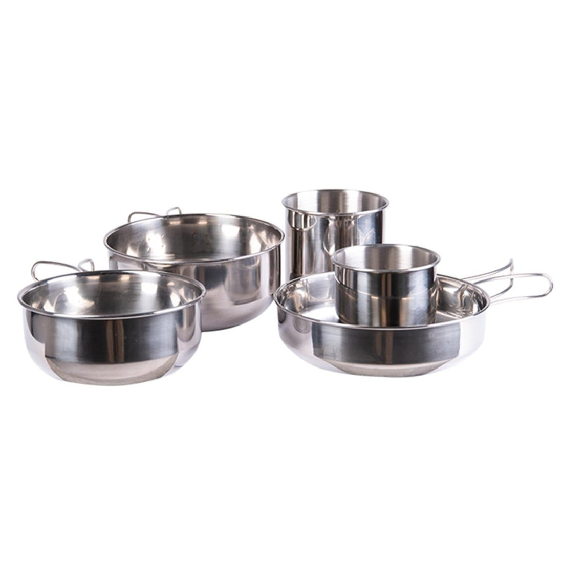 MIL-TEC Kochset Edelstahl 5 teilig Kochgeschirr Camping Outdoor Geschirr