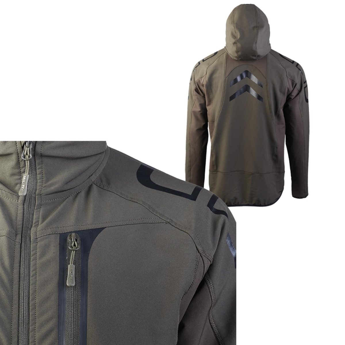 MIL-TEC Flex-Tech Wasserabweisende Jacke Leichte Stretch-Softshell mit Kapuze