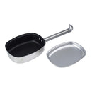 MIL-TEC stainless steel French military-style mess kit with pan and removable lid for outdoor cooking.