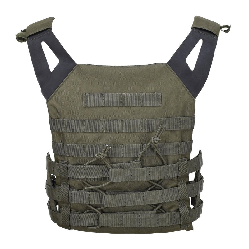 Olive MIL-TEC GEN II tactical plate carrier vest with adjustable straps and MOLLE webbing for modular gear attachment.