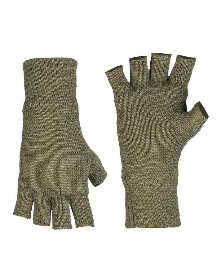 Olivgrüne fingerlose Handschuhe mit Thinsulate-Futter für Wärme und Fingerfertigkeit bei taktischen Einsätzen bei kaltem Wetter