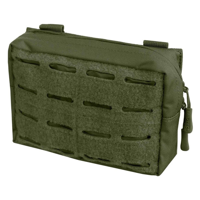 Olivgrüne MIL-TEC lasergeschnittene Utility-Gürteltasche mit MOLLE-Gurtband für taktische Ausrüstung und kleine Essentials.