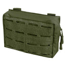 Olive green MIL-TEC laser cut utility belt pouch with MOLLE webbing for tactical gear and small essentials.