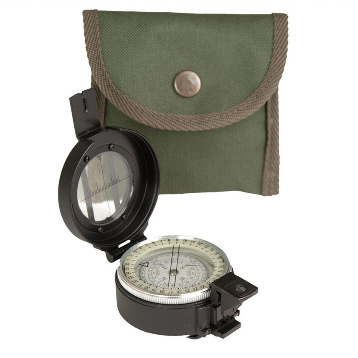 MIL-Tec Metal Lensatic Compass Aluminium Case Shiny Face Navigation Schwarz Schwarz
