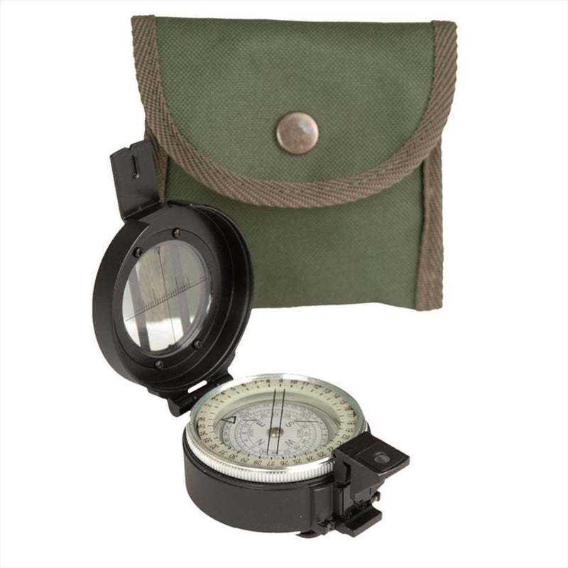MIL-Tec Metal Lensatic Compass Aluminium Case Shiny Face Navigation Schwarz Schwarz