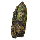 Side view of MIL-TEC US BDU tactical jacket in camouflage ripstop fabric with button closure and adjustable cuffs