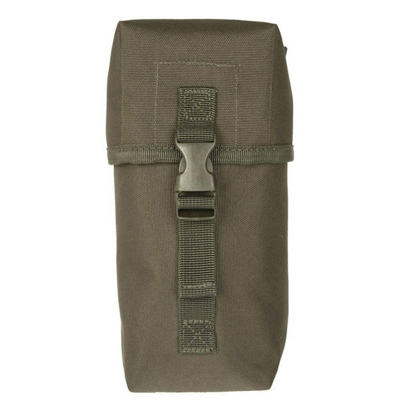Olive green MIL-TEC tactical MOLLE belt pouch with buckle closure for outdoor and military use
