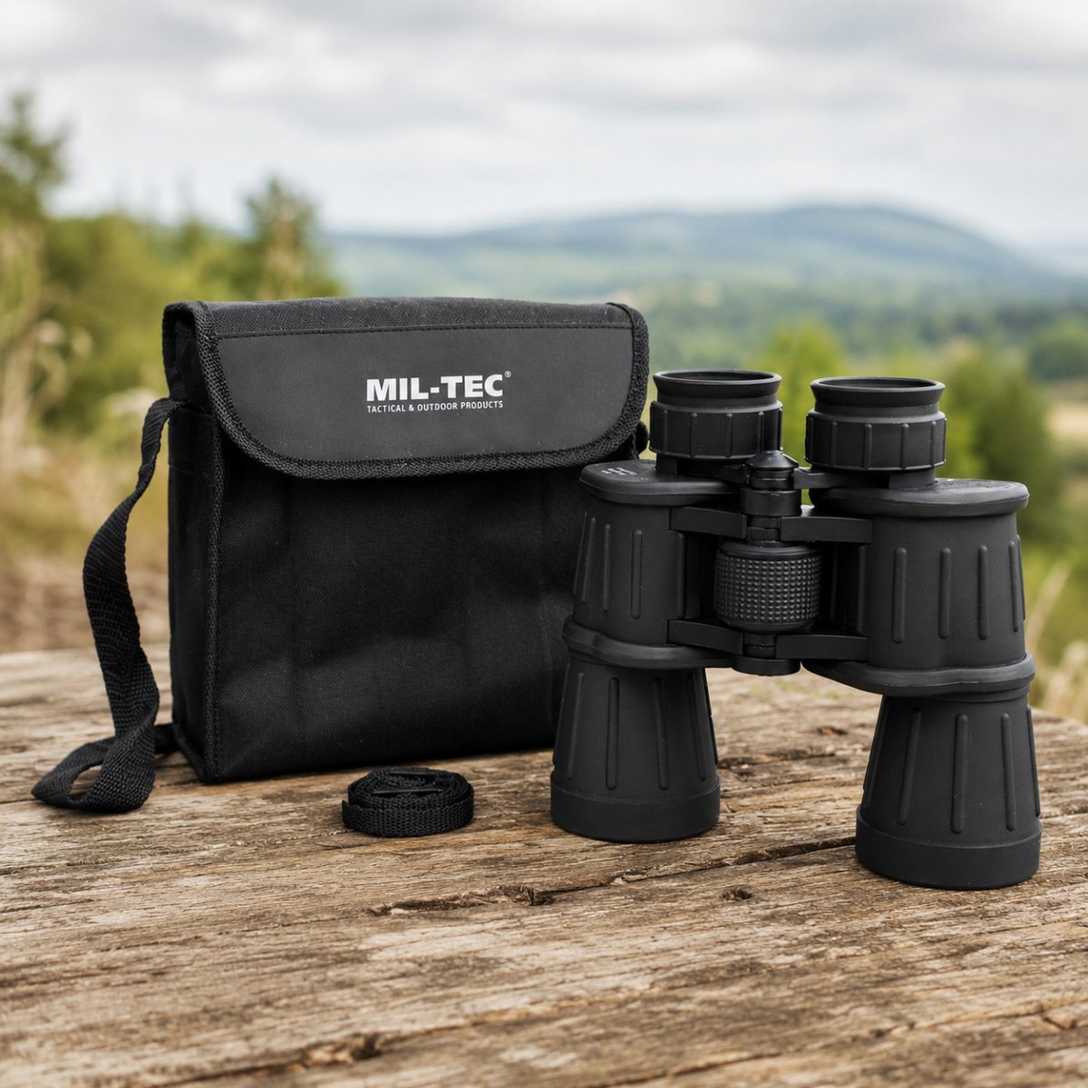 Mil-Tec Gummibeschichtetes Fernglas 7x50 Outdoor Wandern Jagdoptik Schwarz