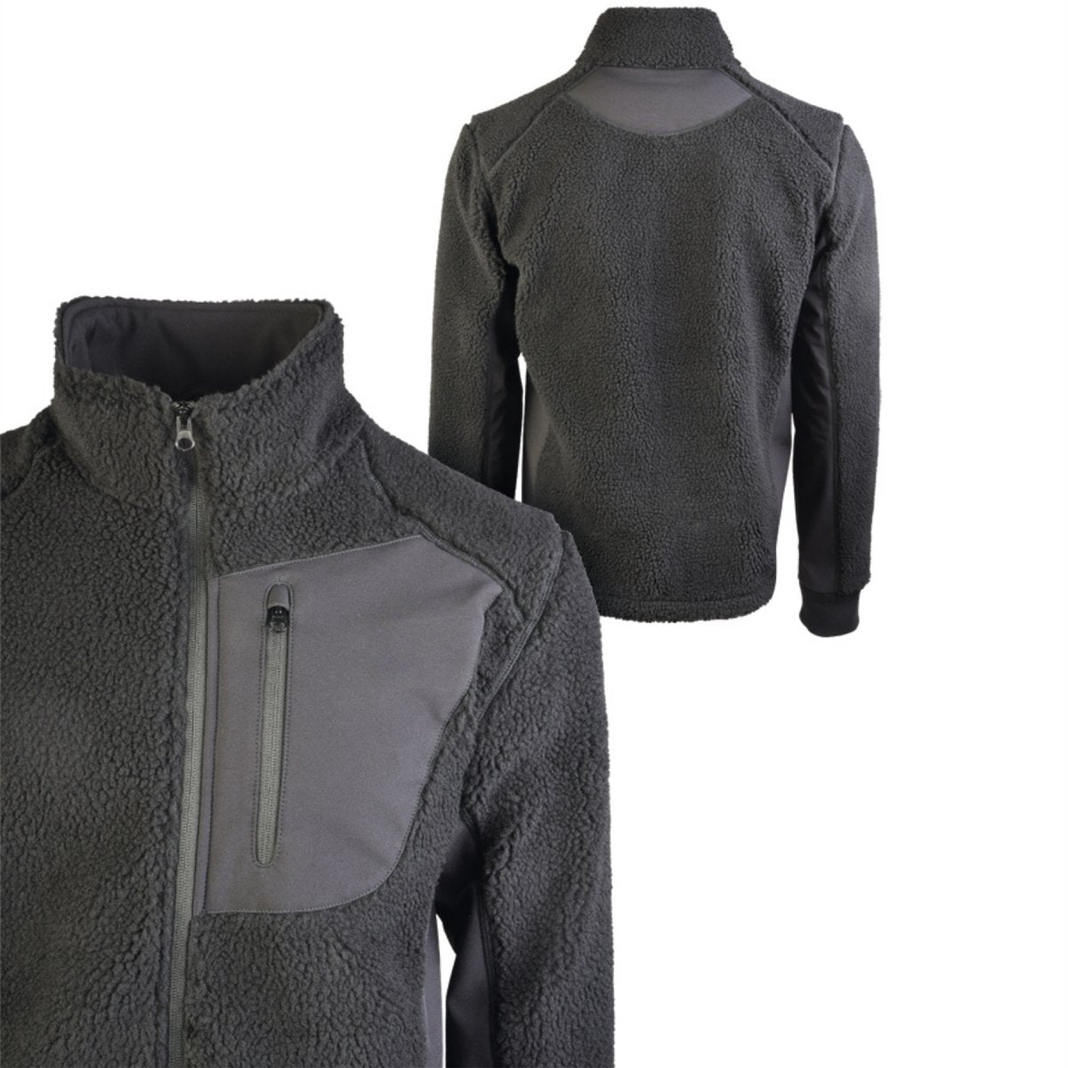 Mil-Tec Sherpa Fleece Jacke Bearforce Warm Teddy Fleece Outdoor Schwarz