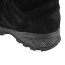 Close-up of black MIL-TEC SQUAD mid-calf suede boot with rugged round sole and reinforced heel for outdoor use