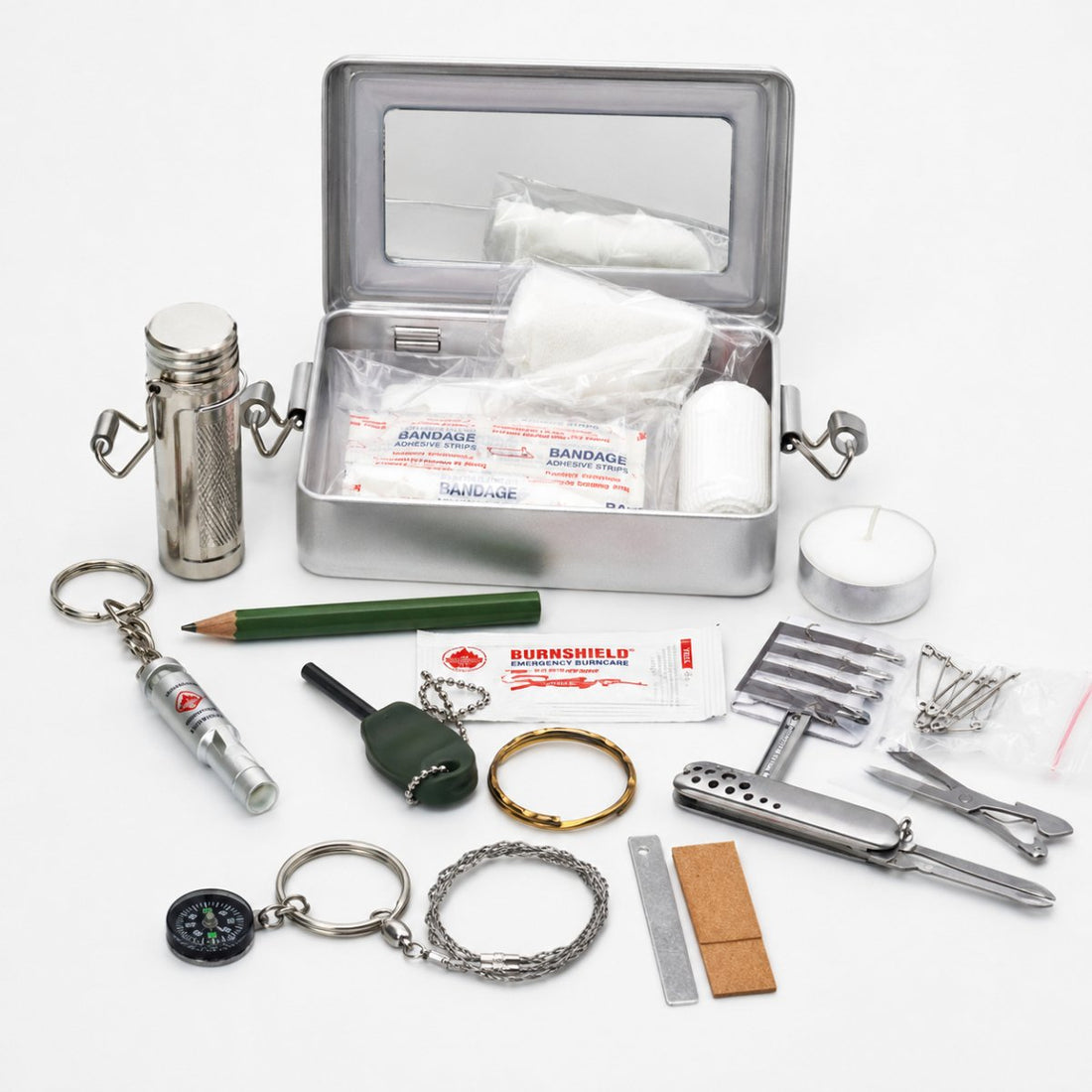 Mil-Tec Survival Kit Aluminiumbox Notfall-Outdoor-Camping-Wanderausrüstung