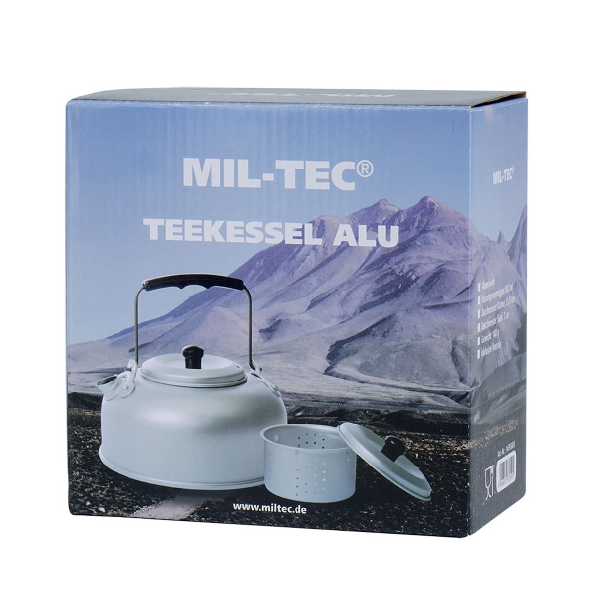 MIL-TEC Teekessel Aluminium leicht 800ml Camping Outdoor Wasserkessel Teesieb
