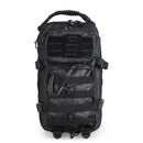 Black MIL-TEC U.S. Assault tactical backpack with multiple compartments and adjustable padded shoulder straps.