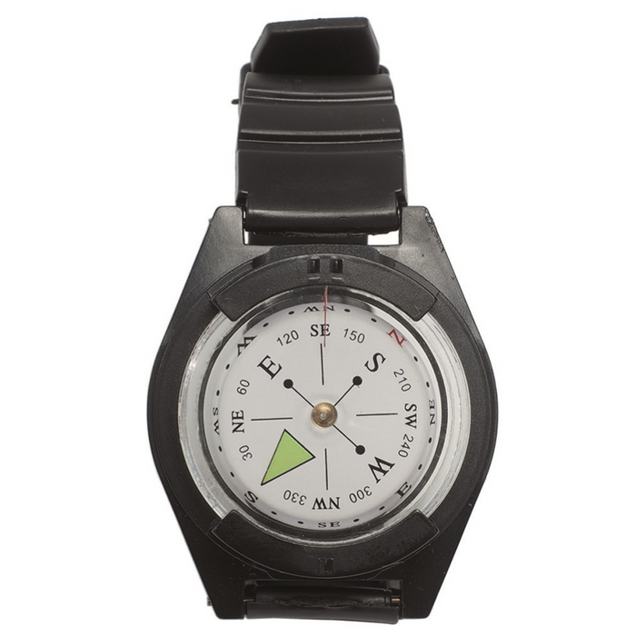 MIL-TEC Wrist Compass 360 Degree Luminous Dial Adjustable Strap Outdoor Black - GoMilitar